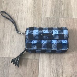 Blue and Black Vera Bradley Wrist Purse
